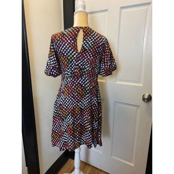 Cottagecore Maeve Floral Print Dress Blue Orange Yellow Puff Sleeve Twee Size 6 - Picture 6 of 11